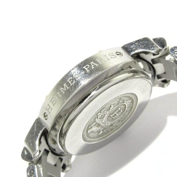 Auth HERMES Clipper Chronograph CL1.320 1****** Silver Gold Unisex Wrist Watch - Picture 9 of 12